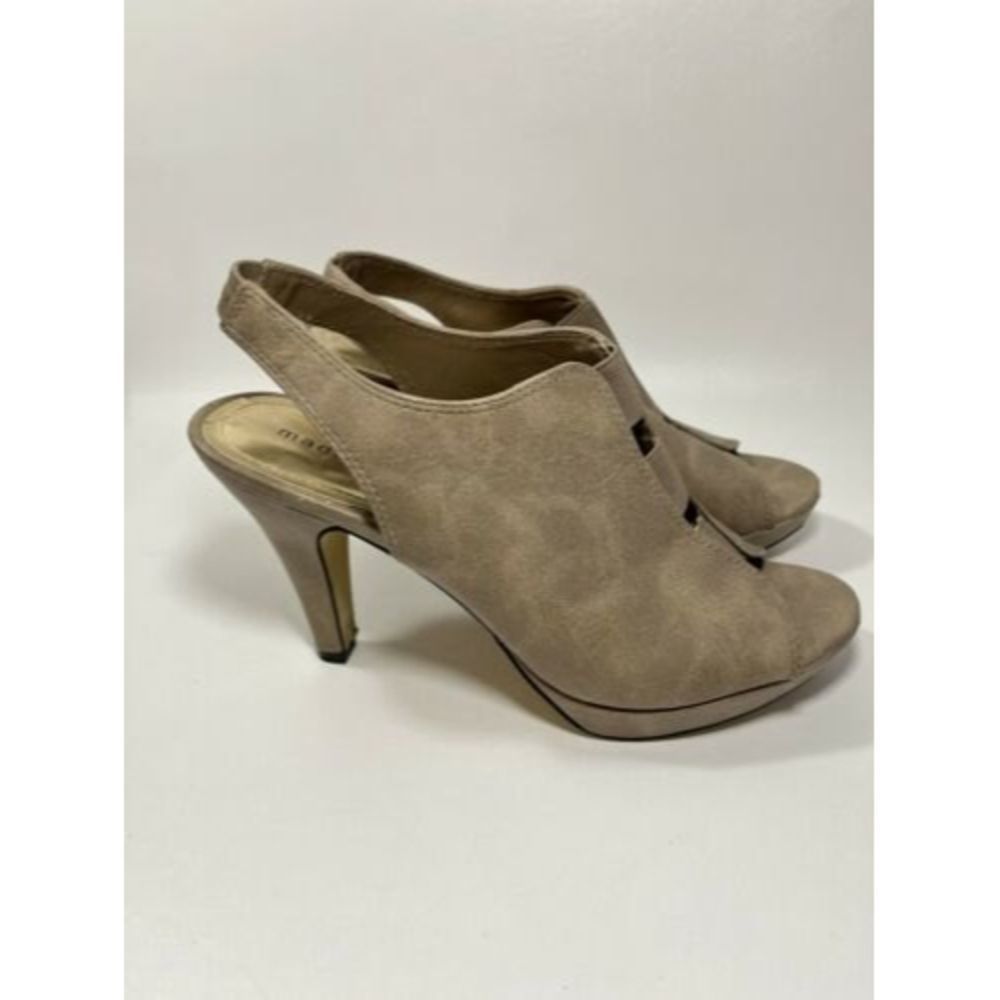 Madden Girl Womens Beige Open Toe Sling Back Heel Konnie Party Dress Size 8.5M